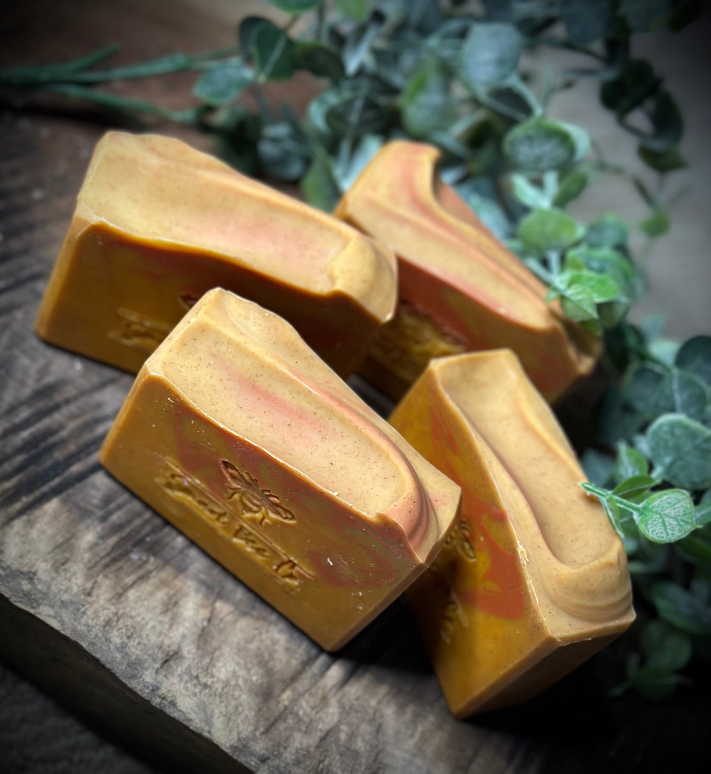 Orange Mint Turmeric Walnut Shell Powder Essential Oils Natural Handmade Soap - Side