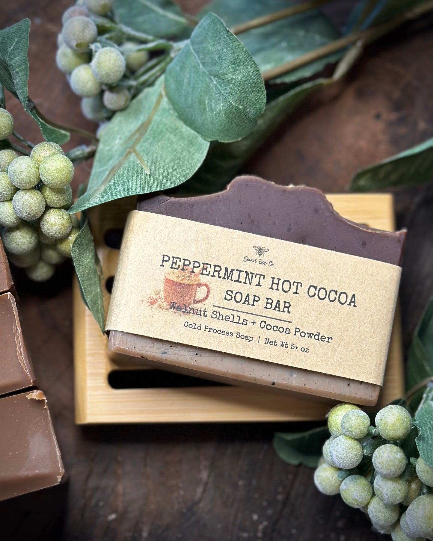 Handmade soap peppermint cocoa essential oil Christmas