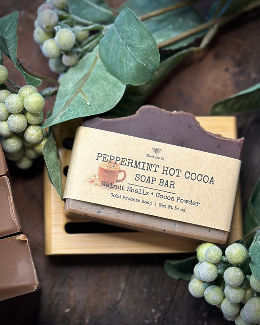 Handmade soap peppermint cocoa essential oil Christmas
