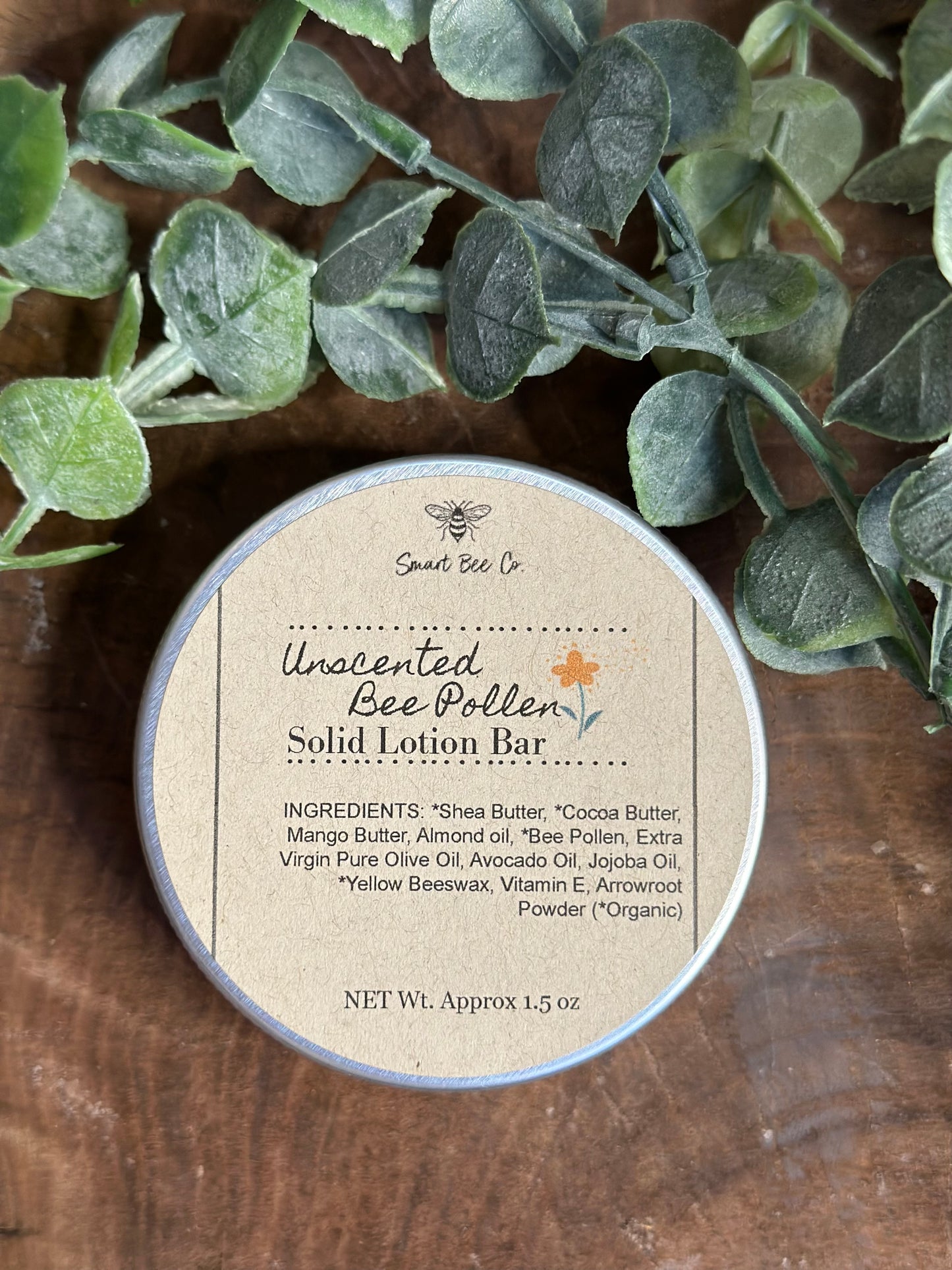 Unscented Bee Pollen Solid Lotion Bar