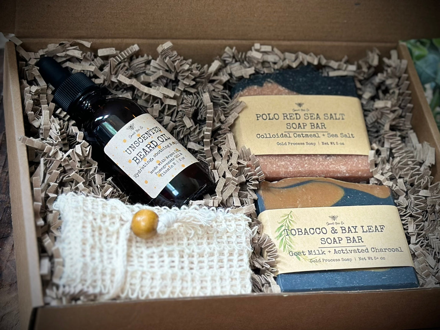 Unscented Beard oil and Set of Two Men’s Soap Gift Box