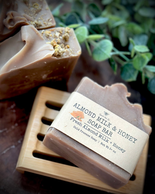 Handmade natural organic almond milk honey soap