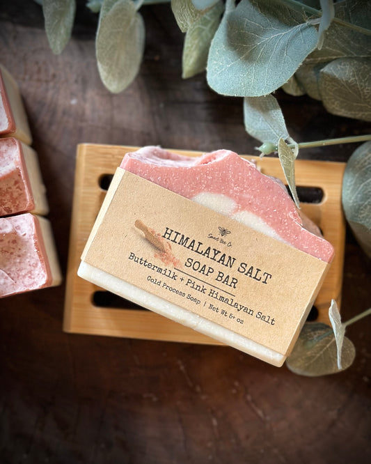 Handmade natural Himalyan, pink salt soap, front