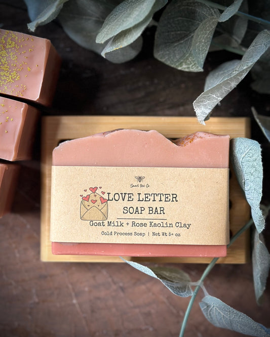 Love Letter handmade soap Valentine Rose clay 