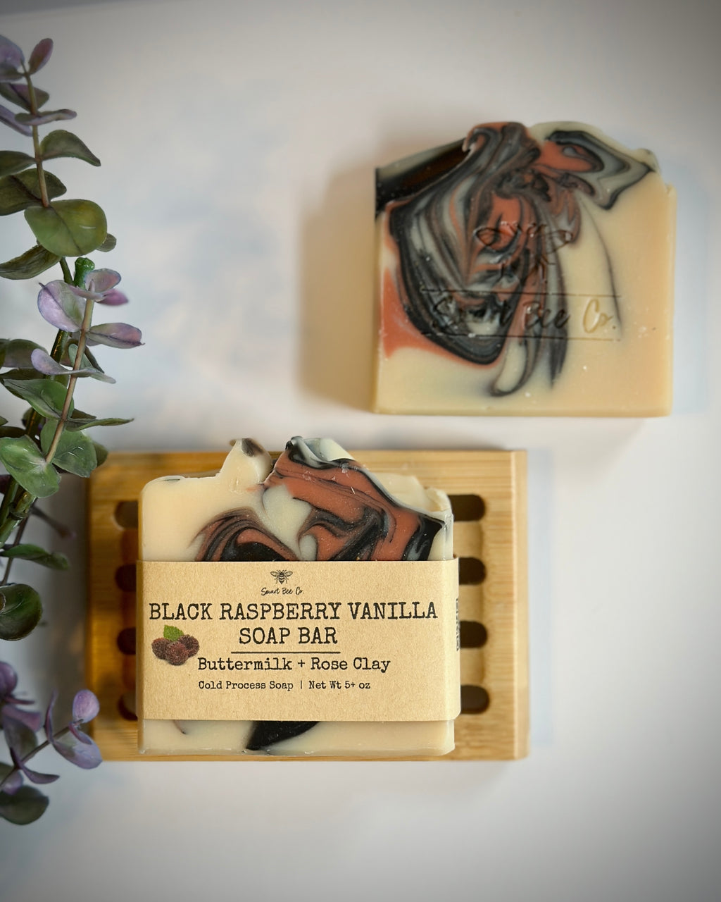 Black Raspberry Vanilla soap bar with a horse design on a white background
